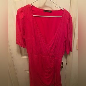 Hot Pink and Black Pokadot Wrap Dress